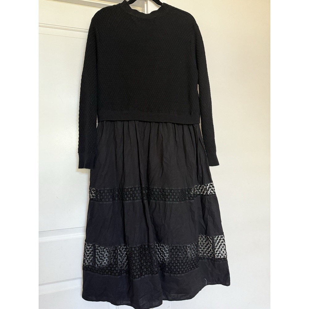 TRELISE COOPER Womens Dress Knit Lace Mixed Media Goth Victorian Midi Witchy - Picture 5 of 14